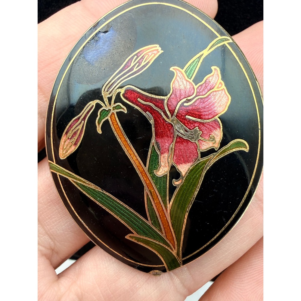 Vintage Necklace Pearl Rose Quartz Cloisonne Flower Pendant Womens Pink Cream - Picture 10 of 12